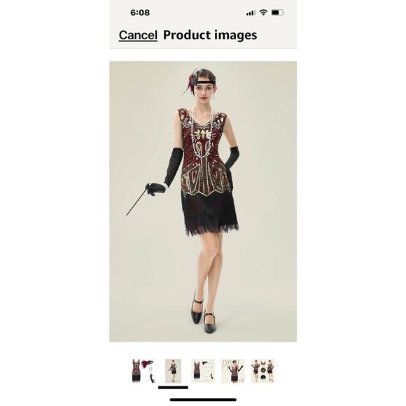 BABEYOND Women's Flapper Dresses 1920s Beaded Fringed Great Gatsby Dress BLACK L - Picture 1 of 16